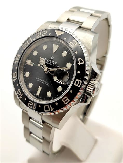 rolex gmt master black stainless steel watch|rolex gmt master time zone.